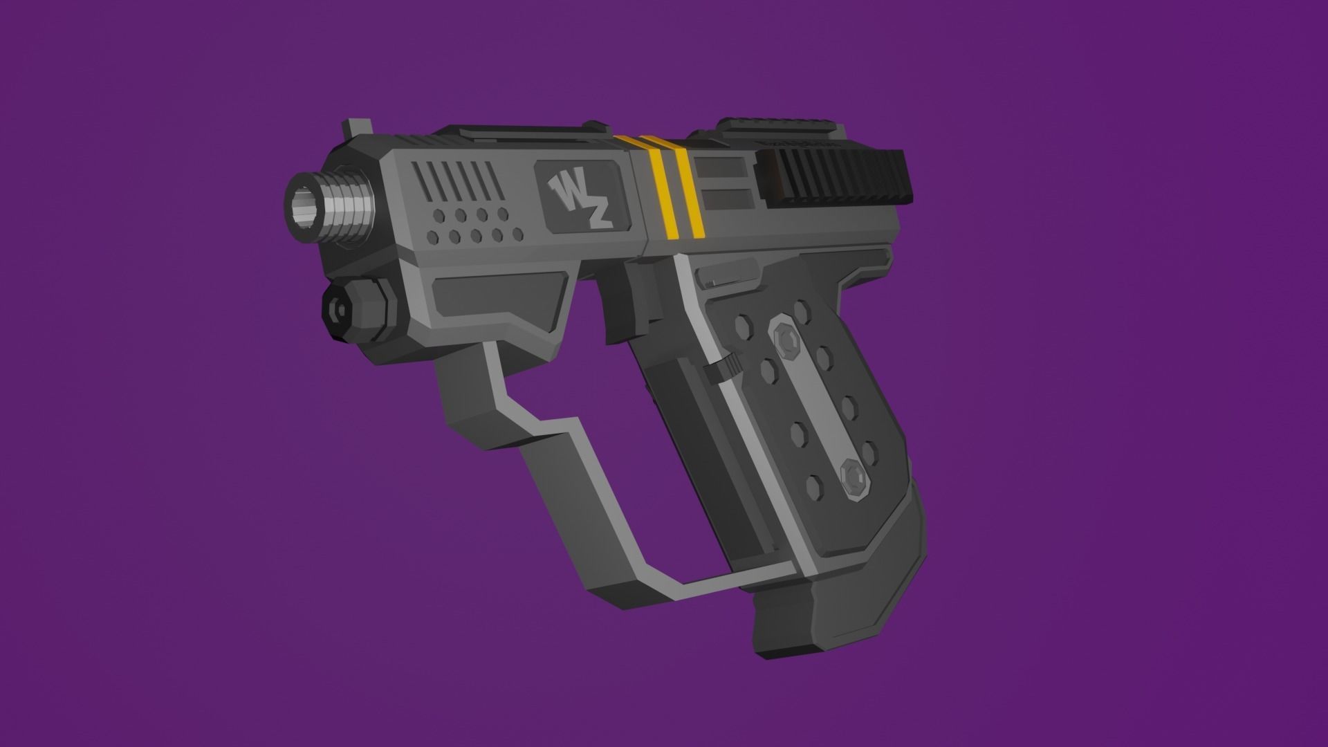 Futuristic Pocket Pistol Low-poly 3D model_5