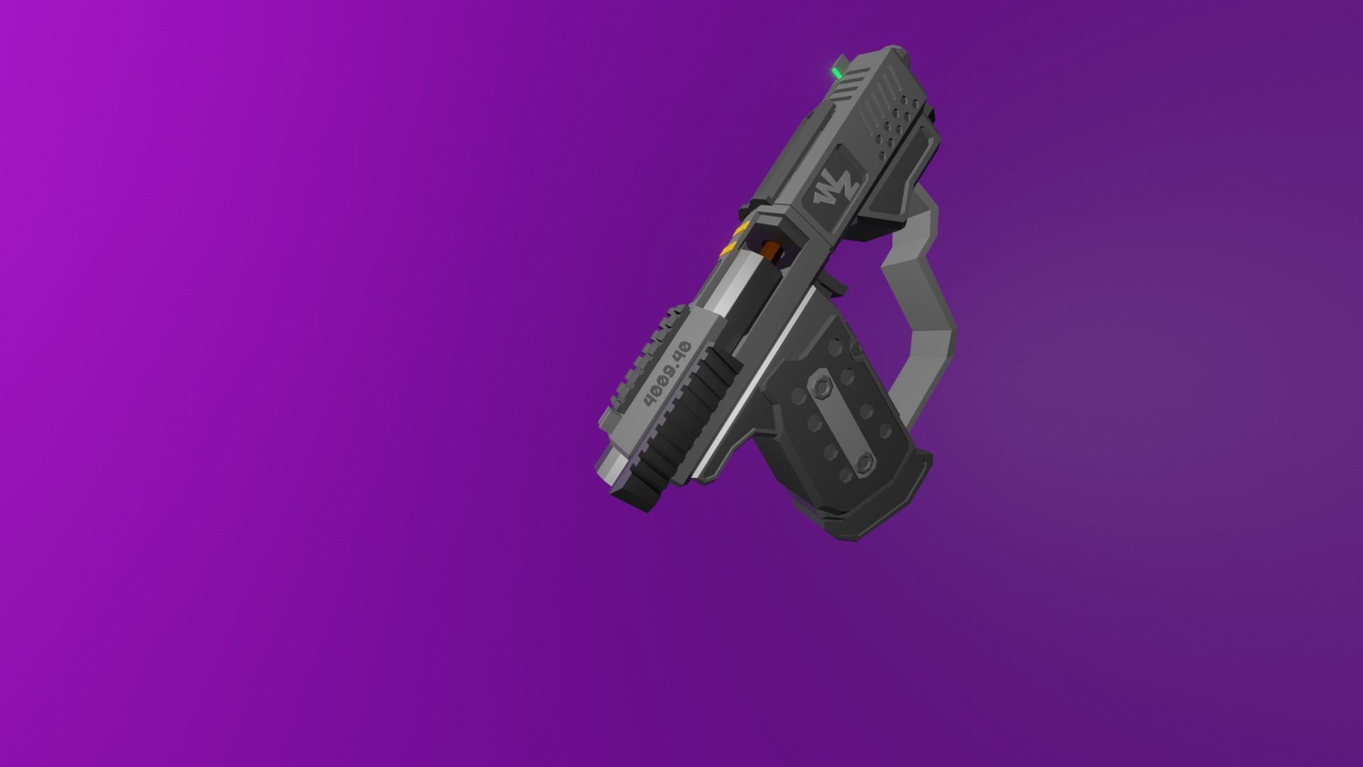 Futuristic Pocket Pistol Low-poly 3D model_9