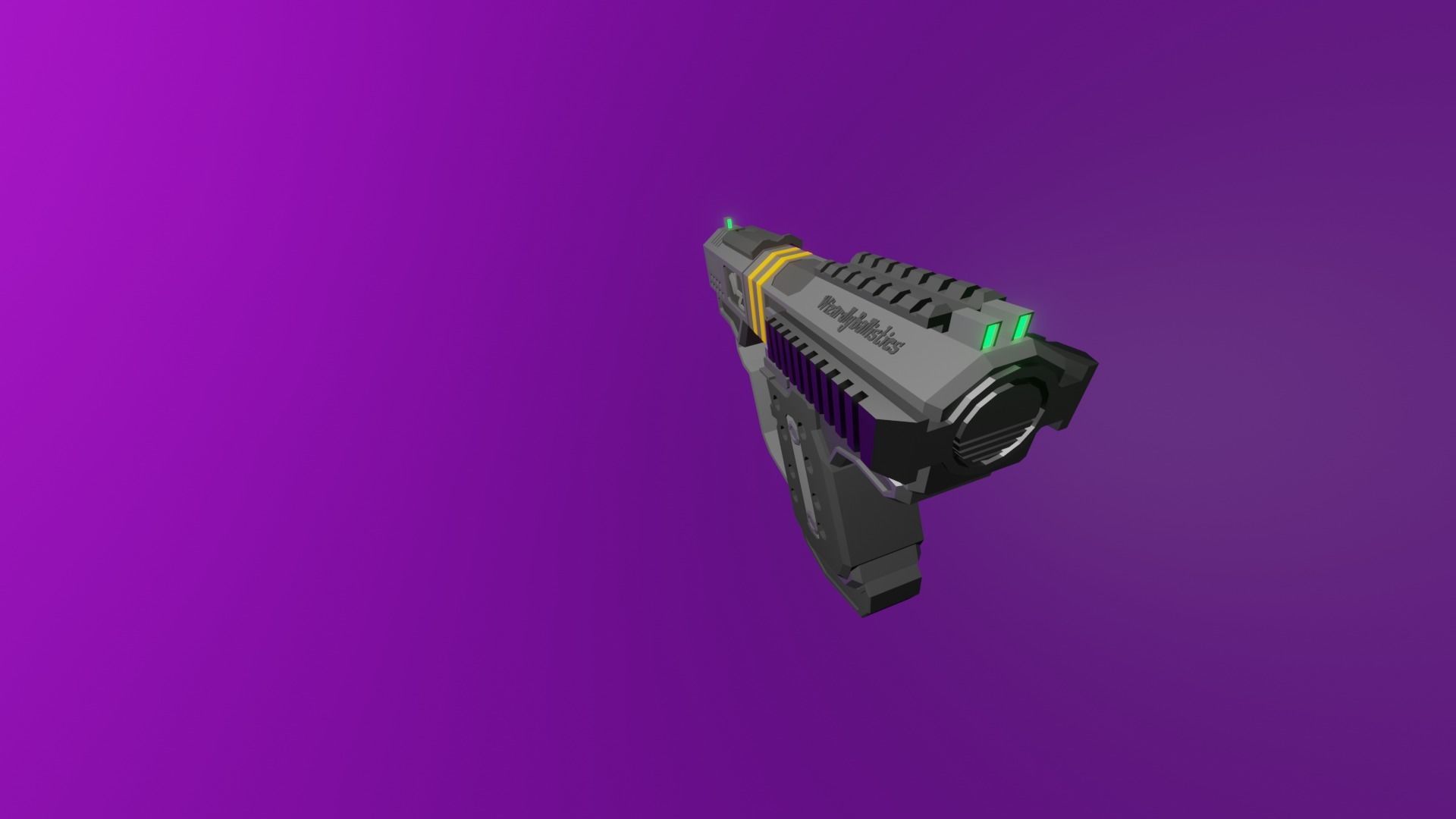 Futuristic Pocket Pistol Low-poly 3D model_8