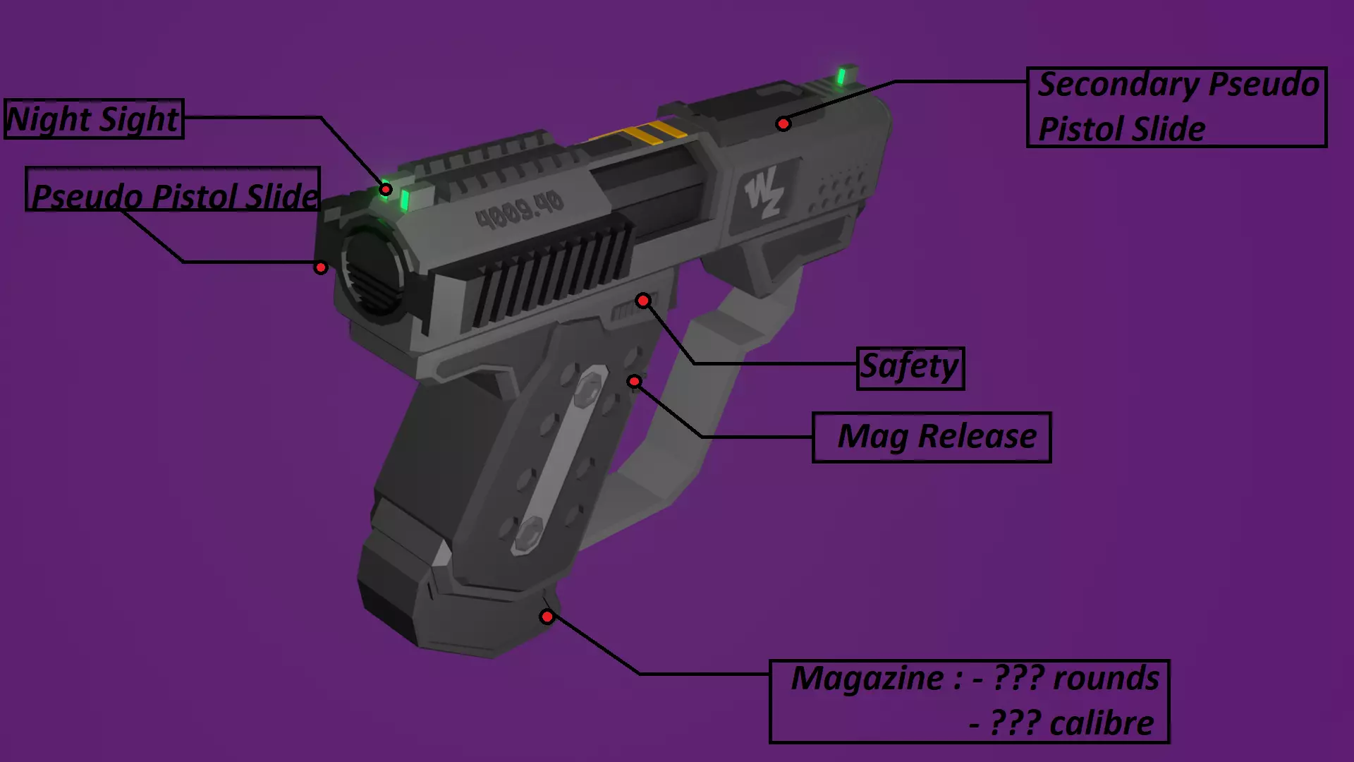Futuristic Pocket Pistol Low-poly 3D model_0