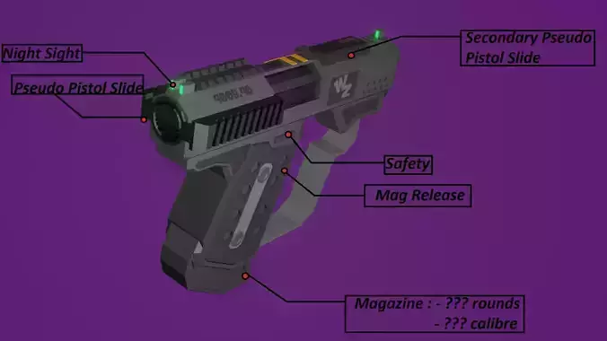 Futuristic Pocket Pistol Low-poly 3D model