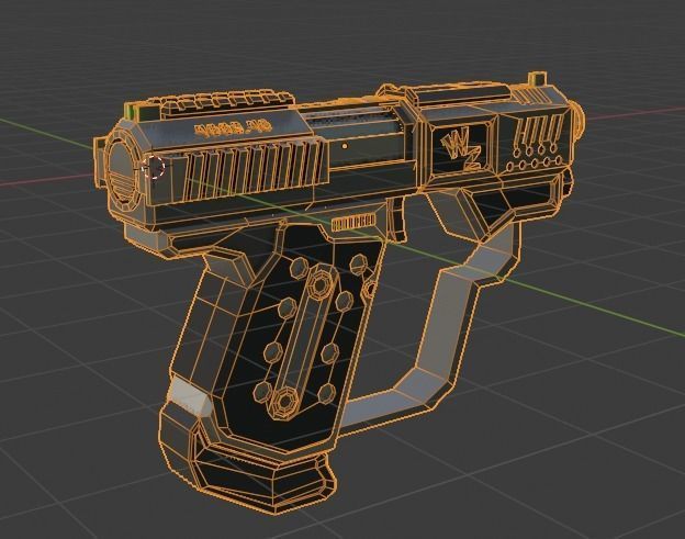 Futuristic Pocket Pistol Low-poly 3D model_15