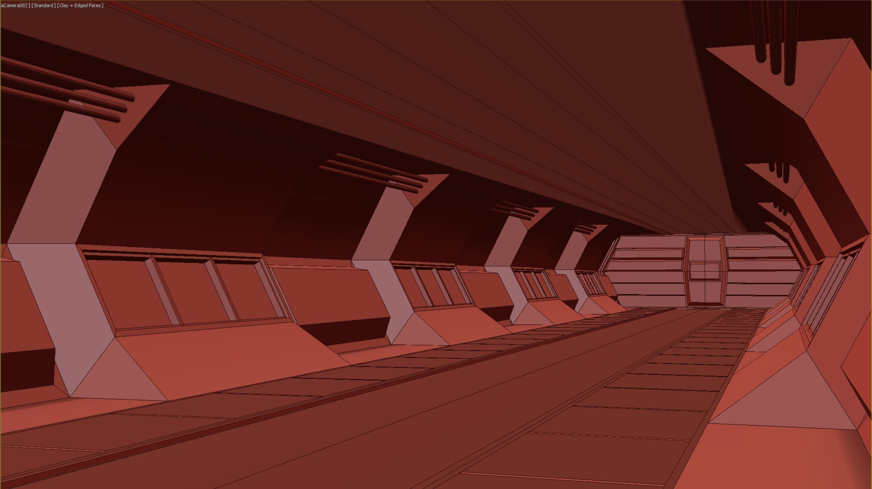 lowpoly sci fi corridor 05 Low-poly 3D model_4