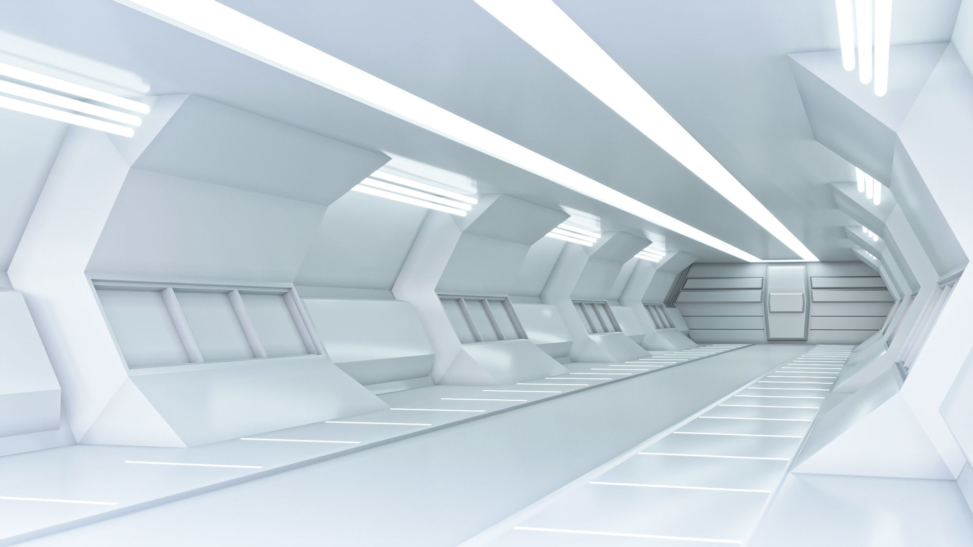 lowpoly sci fi corridor 05 Low-poly 3D model_1