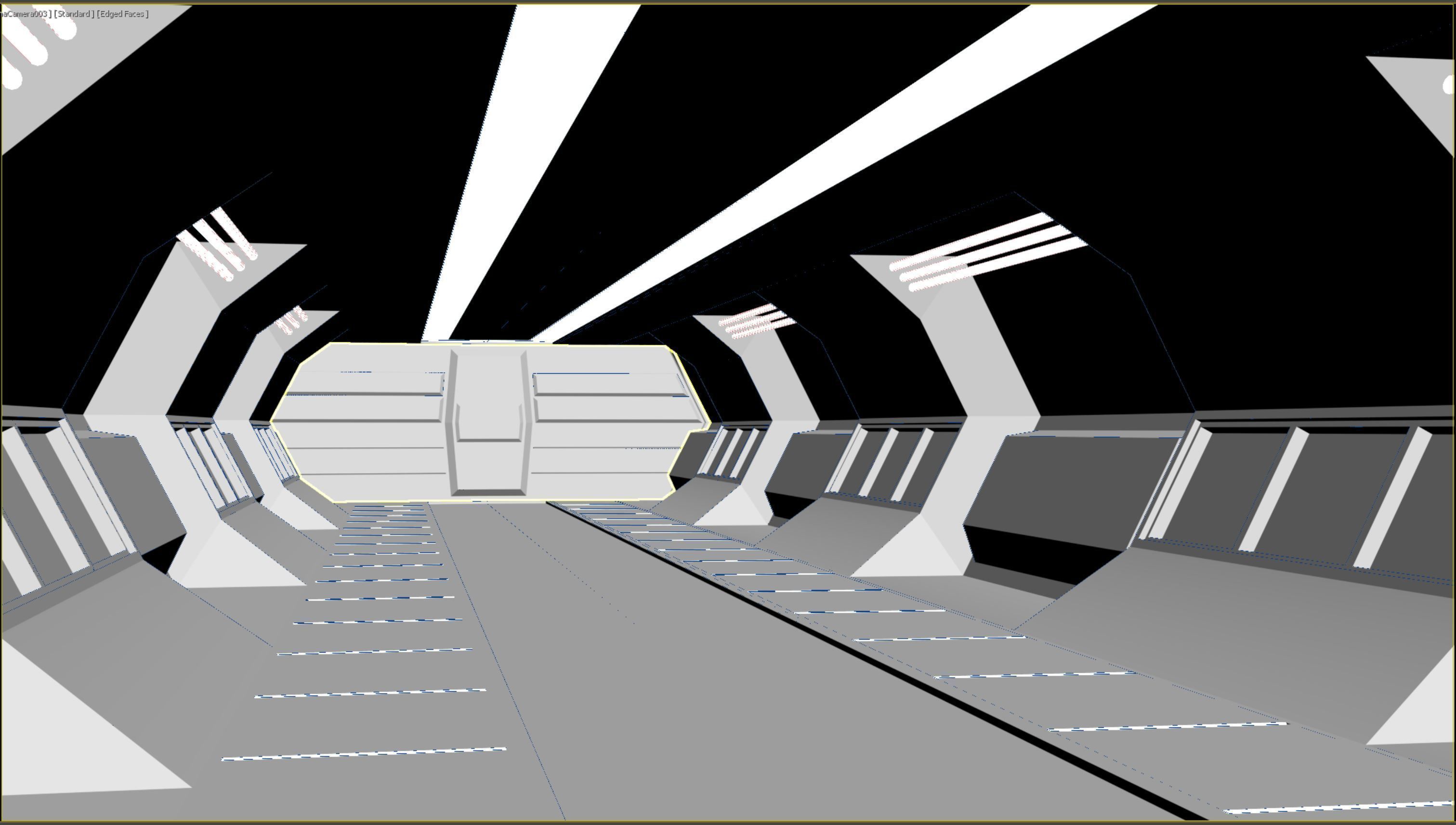 lowpoly sci fi corridor 05 Low-poly 3D model_7