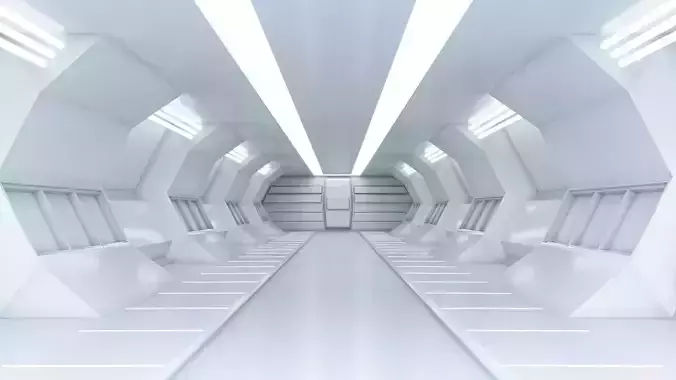 lowpoly sci fi corridor 05 Low-poly 3D model