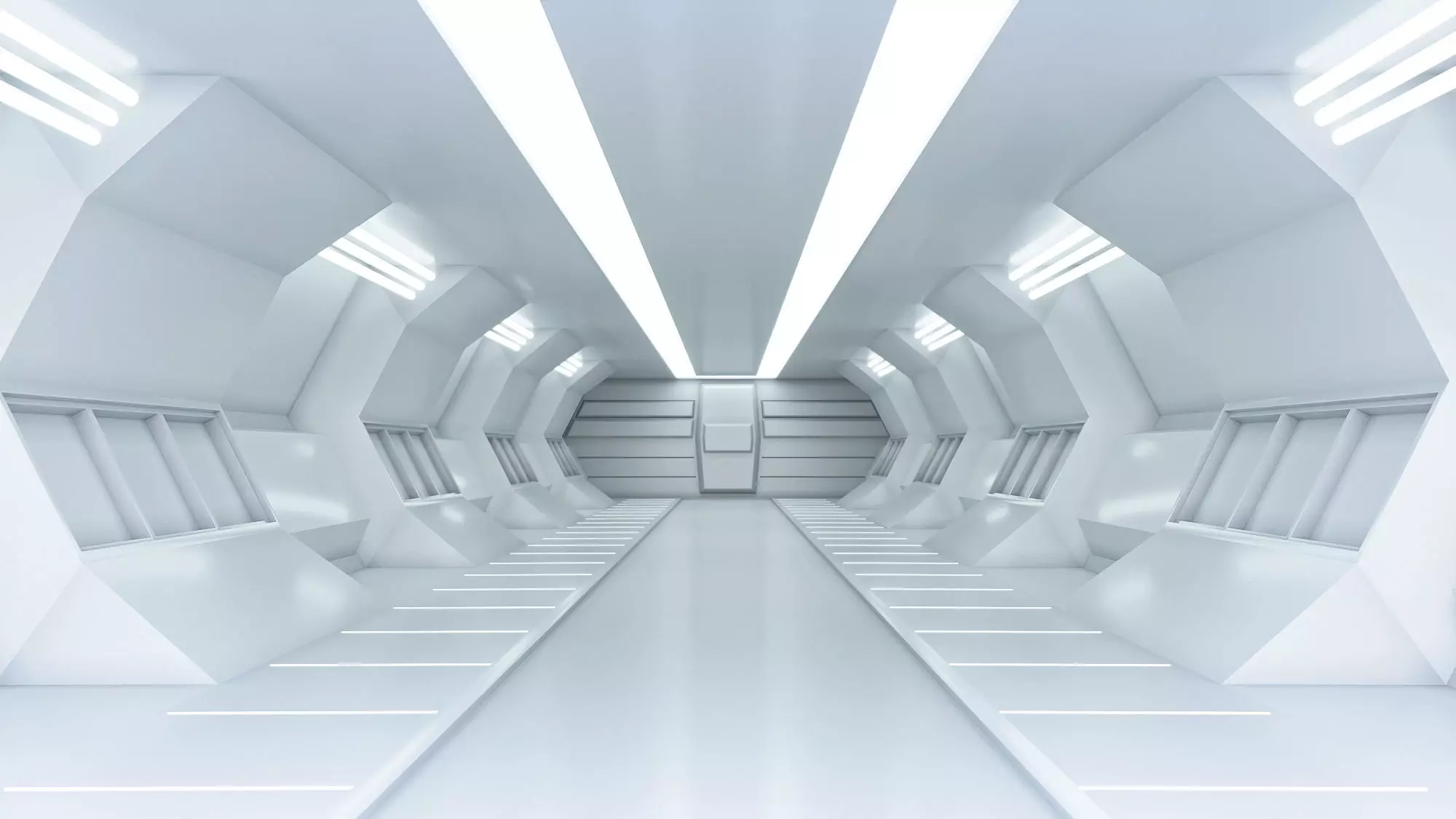 lowpoly sci fi corridor 05 Low-poly 3D model_0