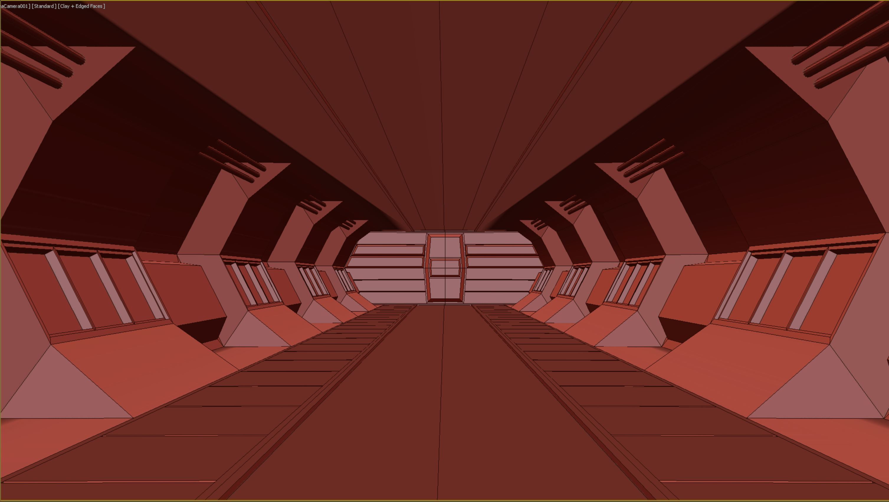 lowpoly sci fi corridor 05 Low-poly 3D model_3
