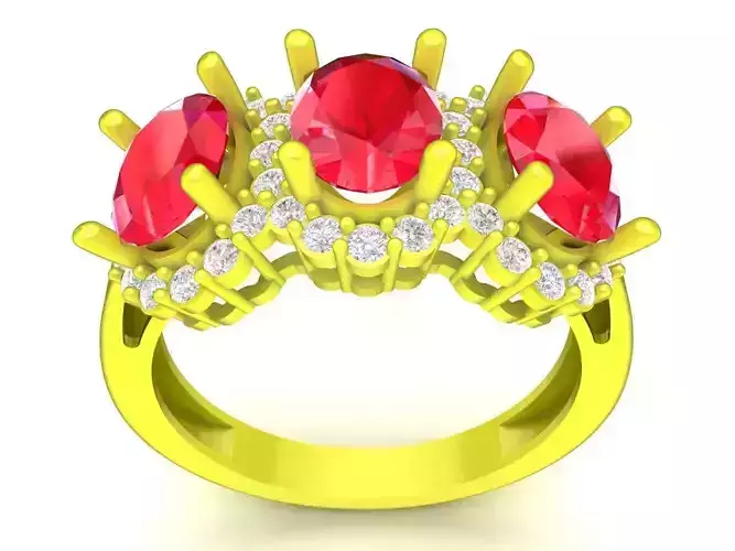 luxury three diamond oval women ring 4858