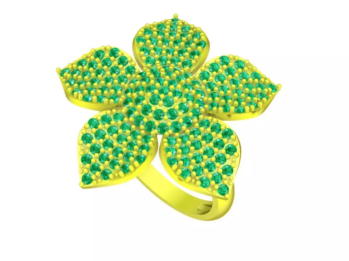Elegant Flower Cluster Gemstone Ring for Women 4860 3D print model