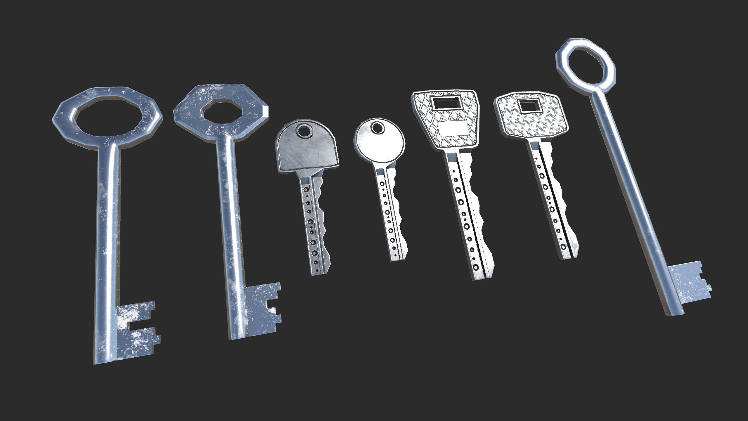 Lowpoly Keys Pack Low-poly 3D model_2