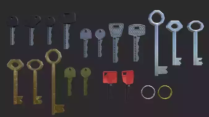 Lowpoly Keys Pack Low-poly 3D model