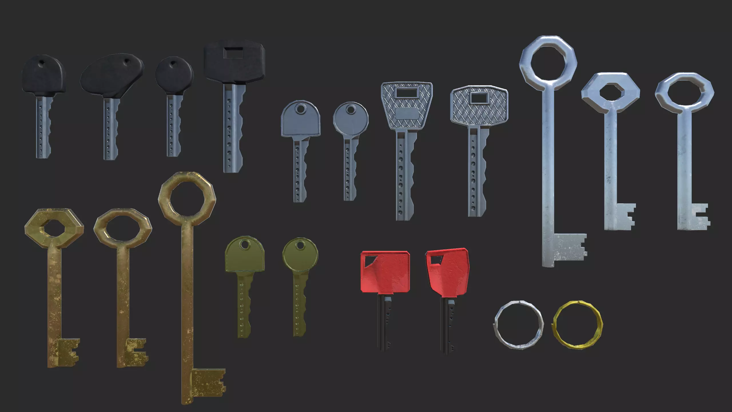 Lowpoly Keys Pack Low-poly 3D model_0