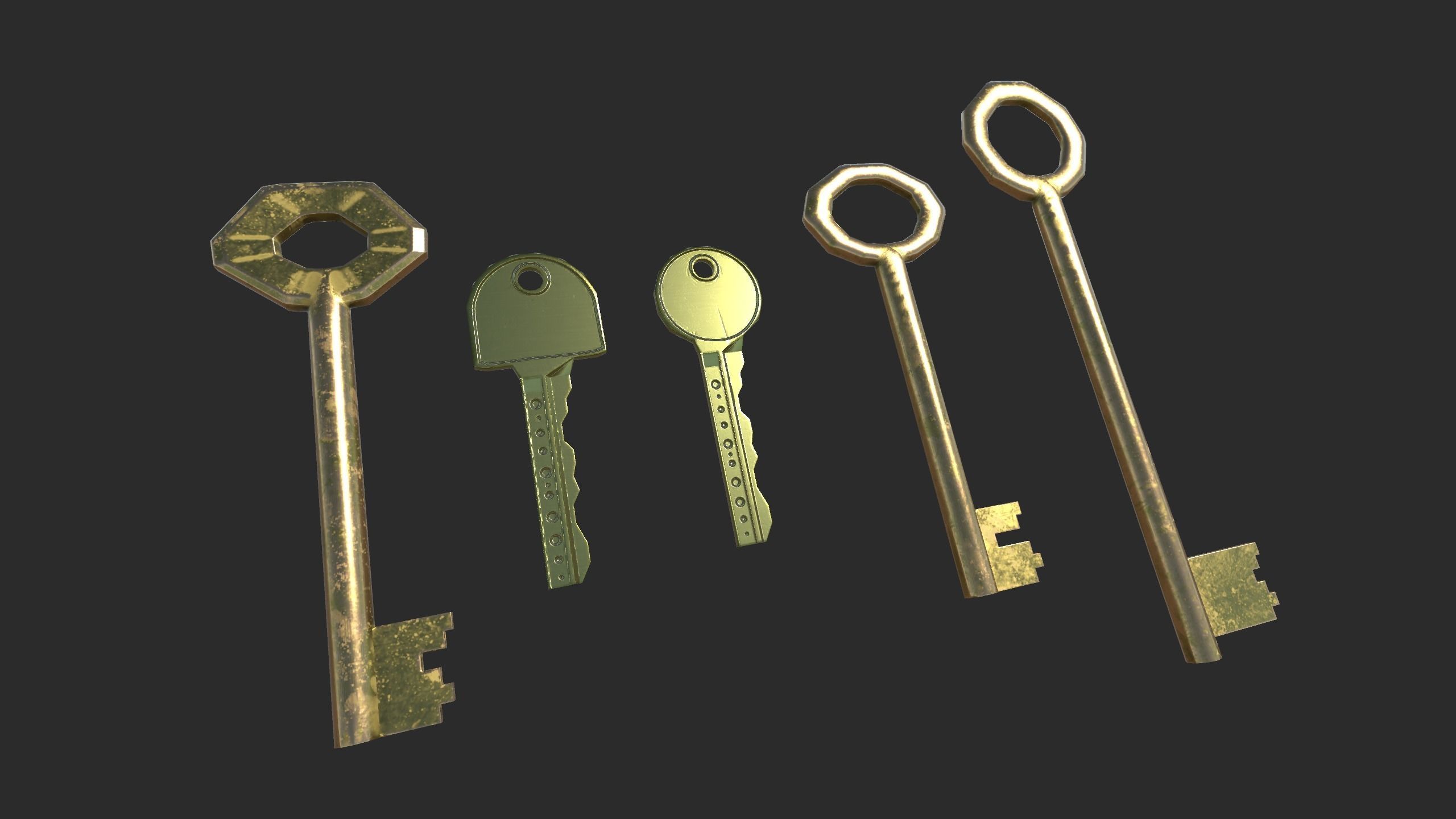Lowpoly Keys Pack Low-poly 3D model_3