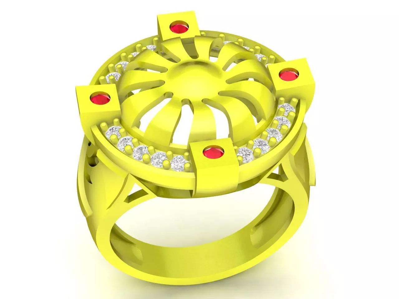 Luxury Openwork Men Ring with Round Halo Setting 4861 3D print model