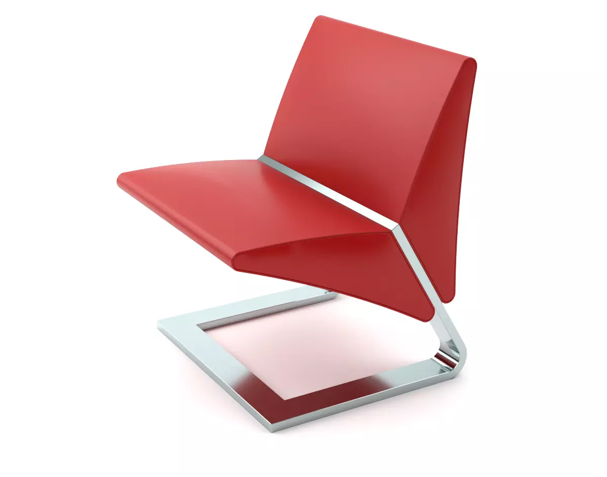 Butterfly red leather lounge chair 3D model