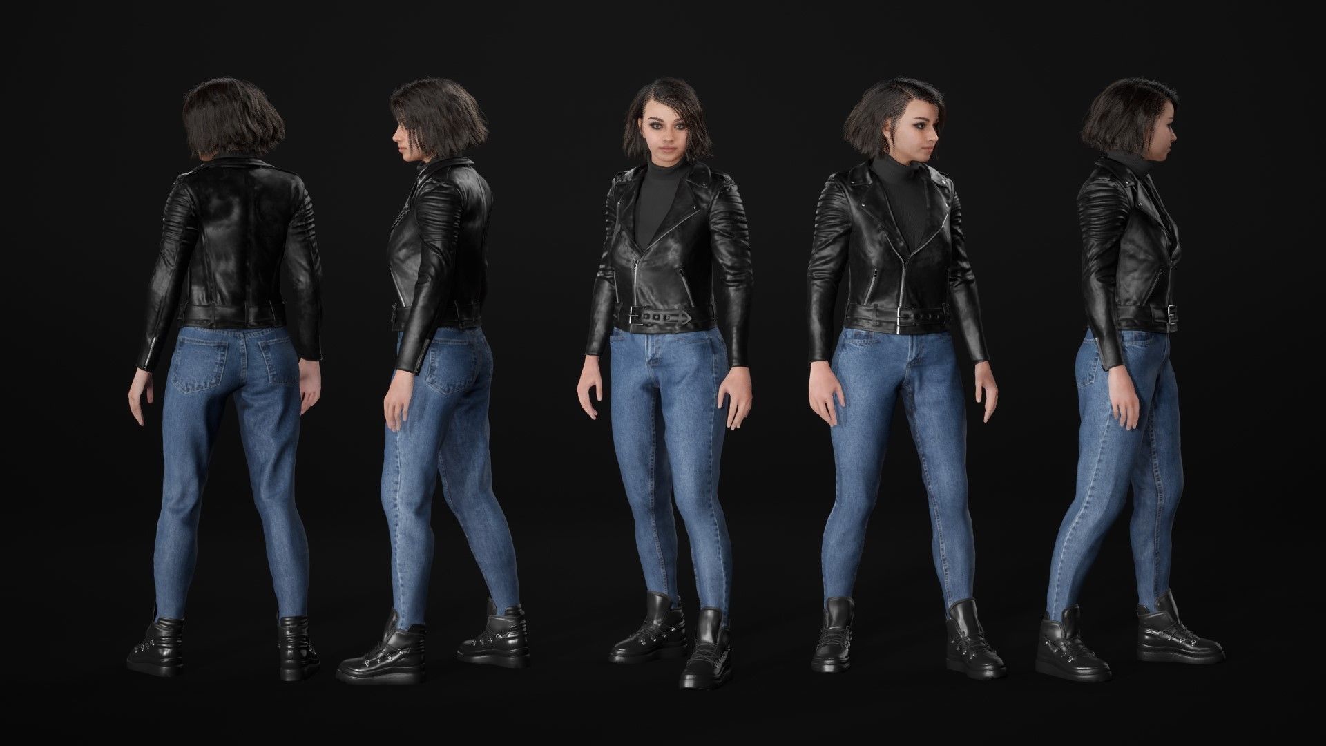 Woman in Casual Outfit - Modular - Rigged Low-poly 3D model_21