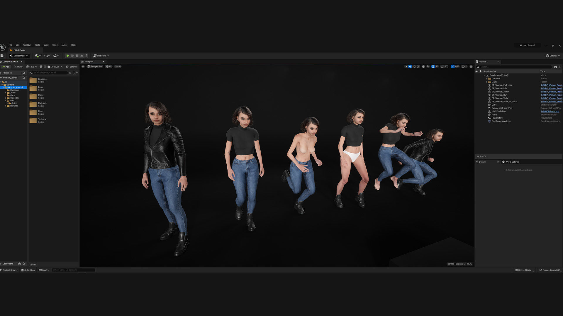 Woman in Casual Outfit - Modular - Rigged Low-poly 3D model_6