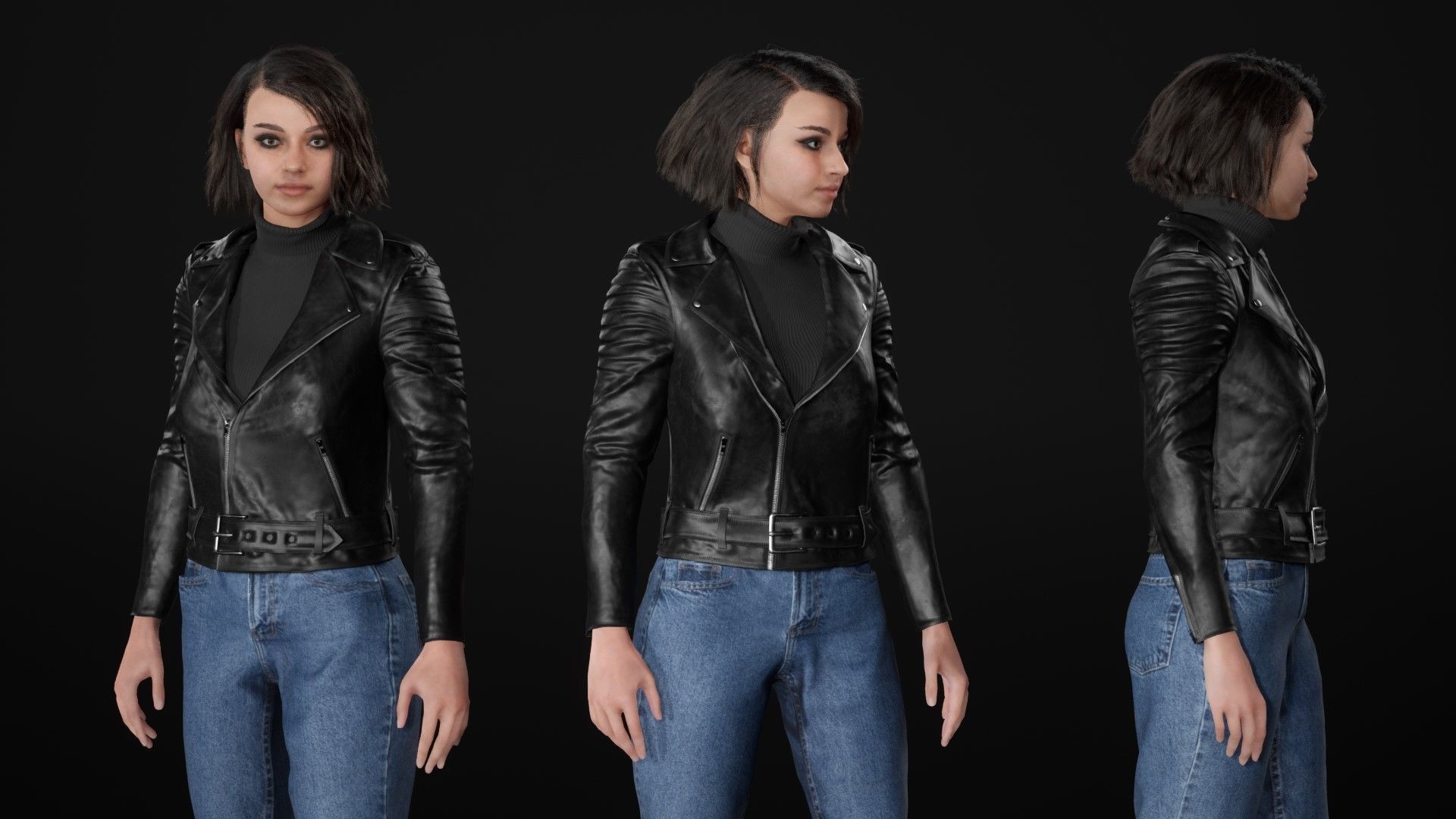 Woman in Casual Outfit - Modular - Rigged Low-poly 3D model_23