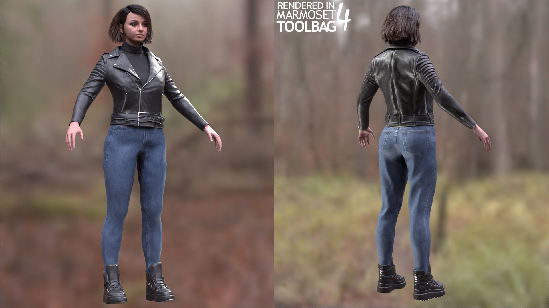 Woman in Casual Outfit - Modular - Rigged Low-poly 3D model_5