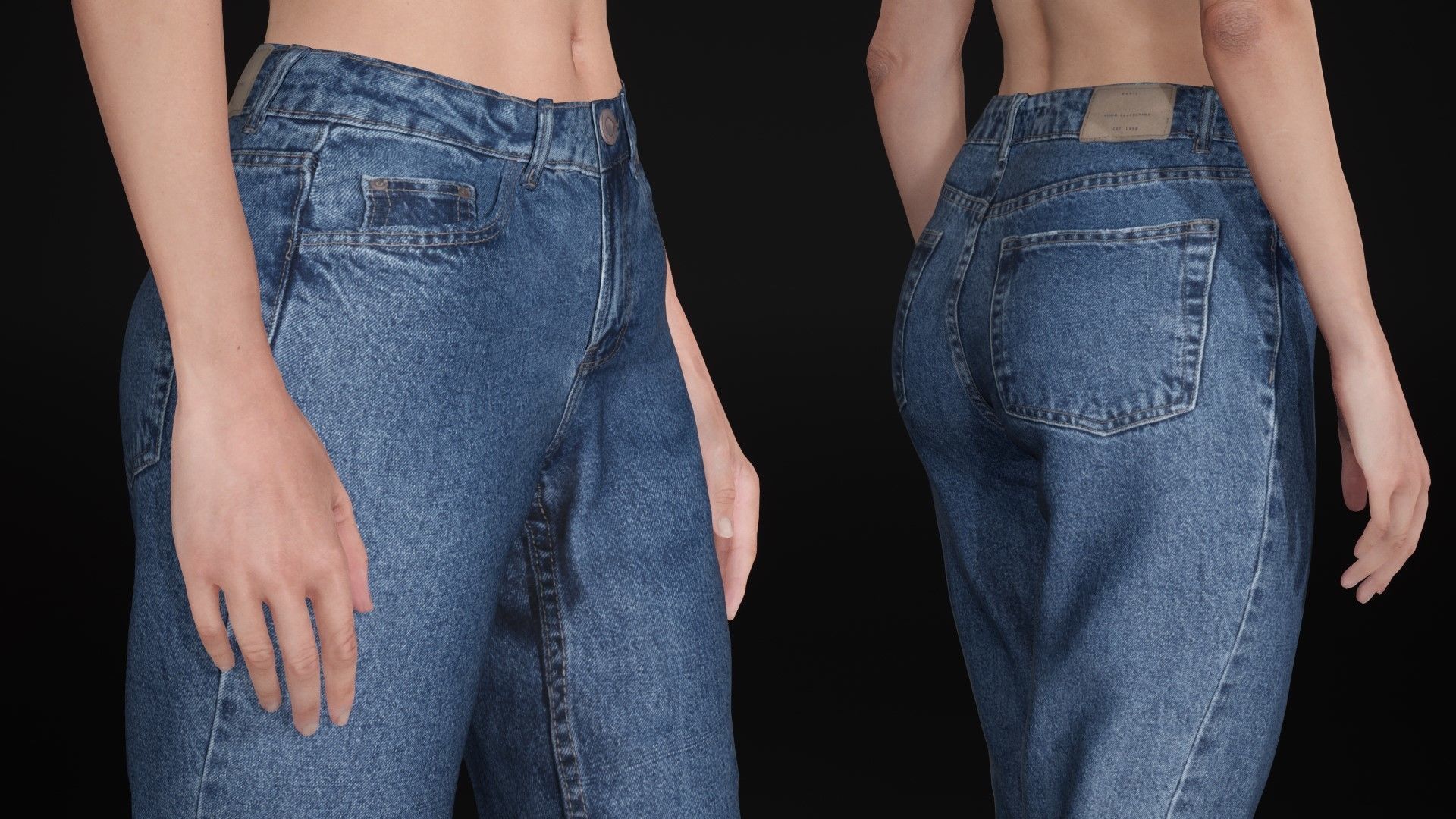 Woman in Casual Outfit - Modular - Rigged Low-poly 3D model_9