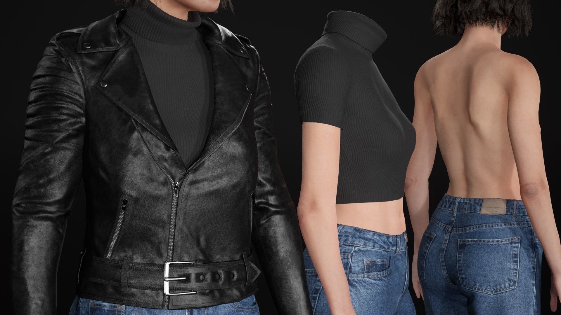 Woman in Casual Outfit - Modular - Rigged Low-poly 3D model_26