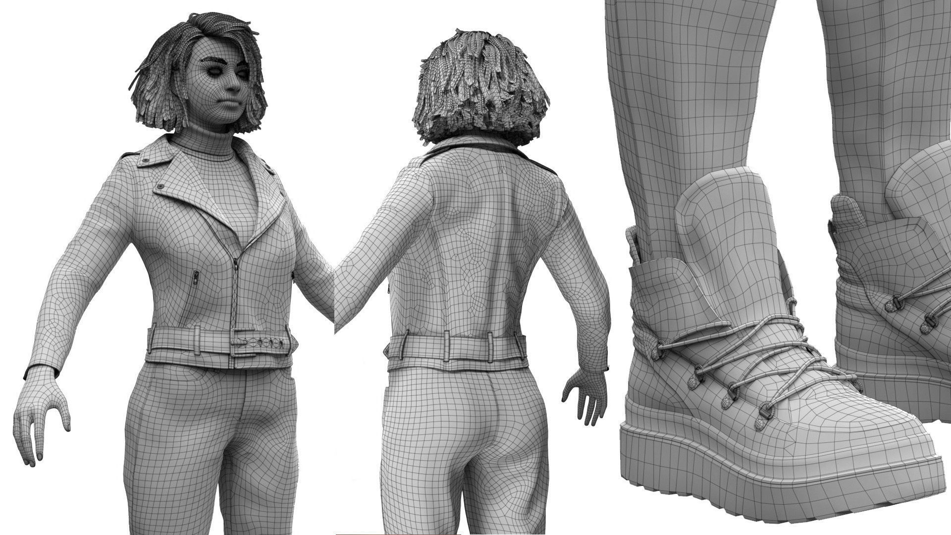 Woman in Casual Outfit - Modular - Rigged Low-poly 3D model_19