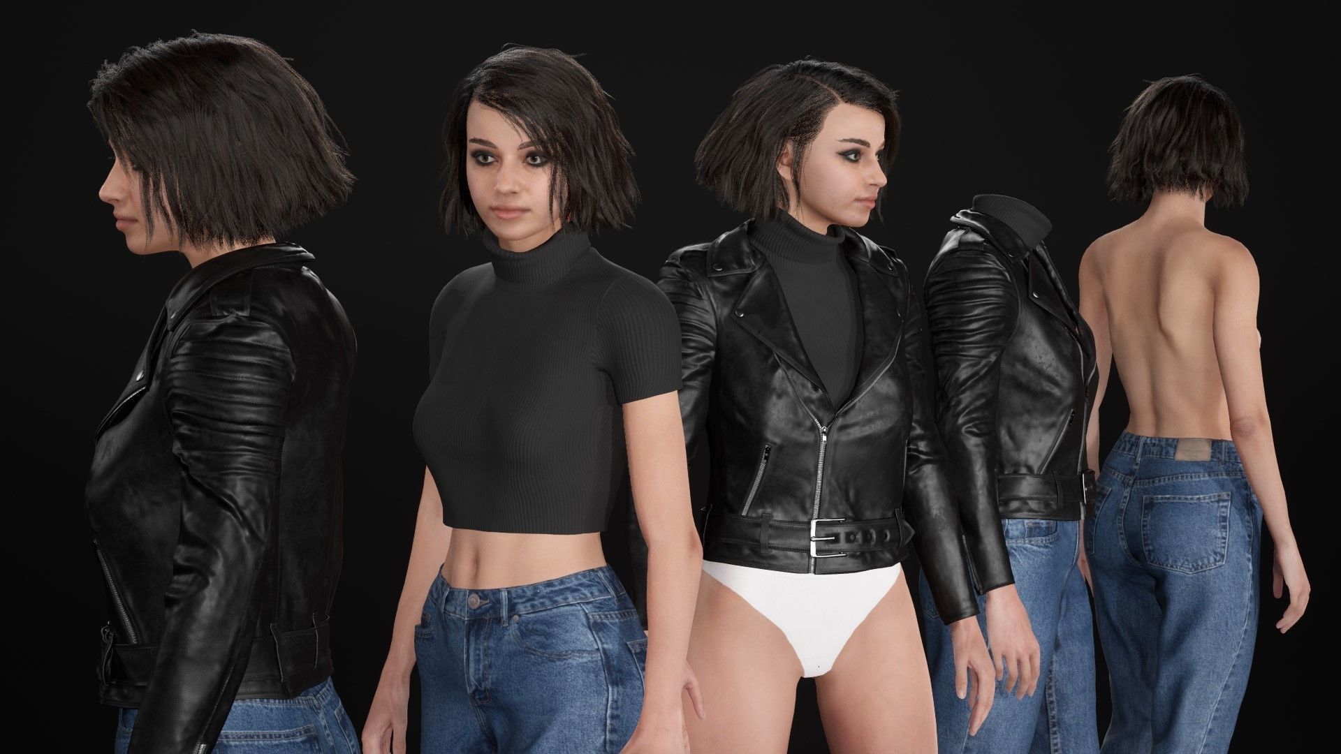 Woman in Casual Outfit - Modular - Rigged Low-poly 3D model_25