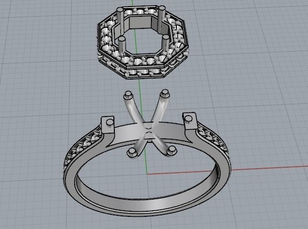 Engagement halo rings Model 3296 3D print model_2