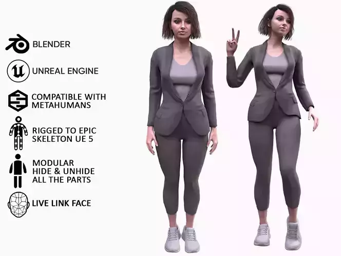 Businesswoman - Modular - Rigged Low-poly 3D model