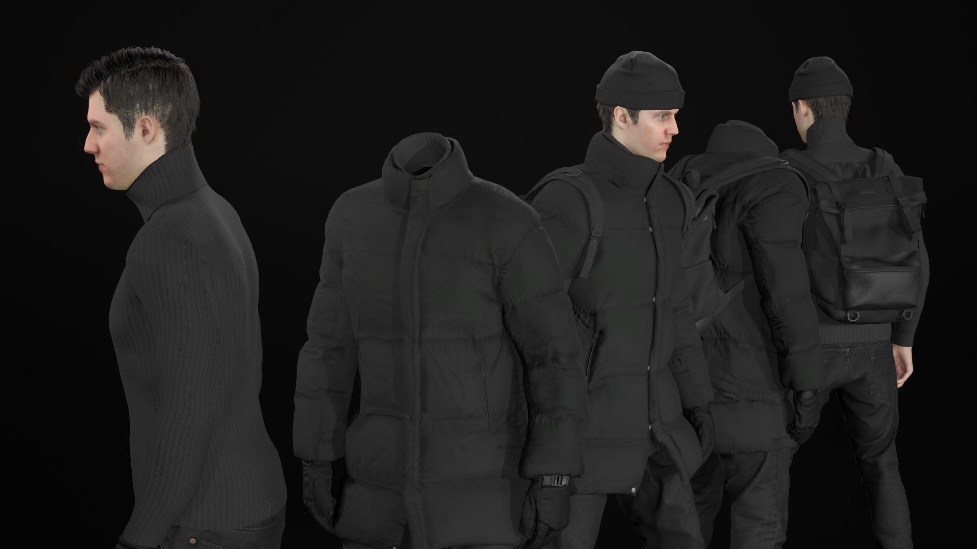 Man in Winter Outfit 4 - Modular - Rigged Low-poly 3D model_26