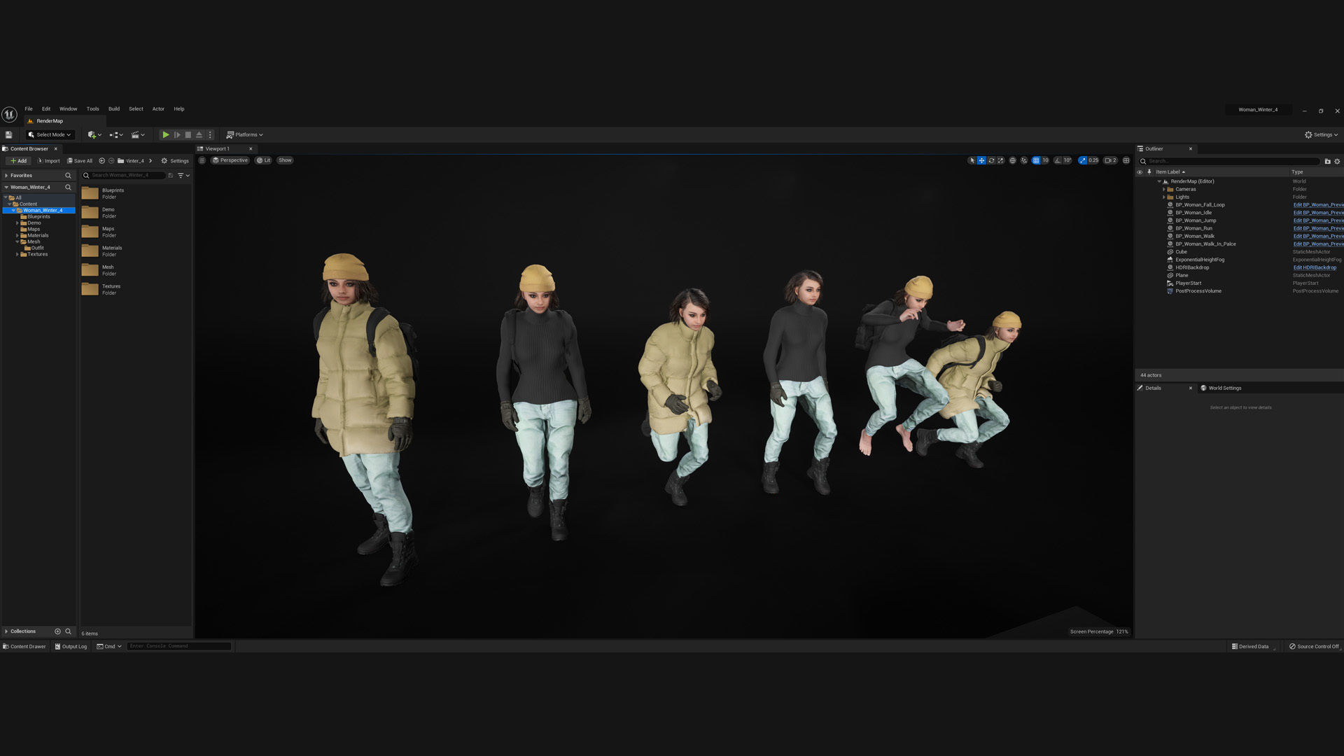 Woman in Winter Outfit 4 - Modular - Rigged Low-poly 3D model_5