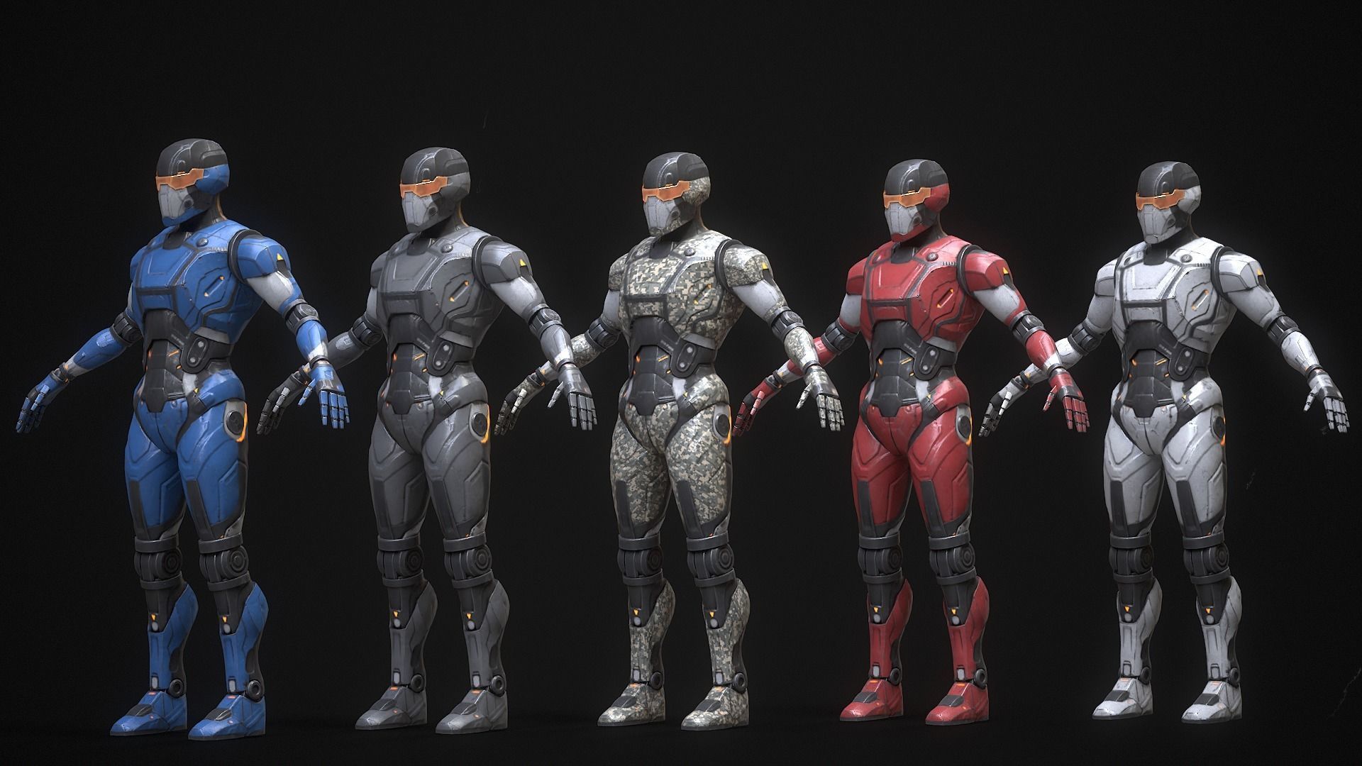 Robot Droid Low-poly 3D model_5