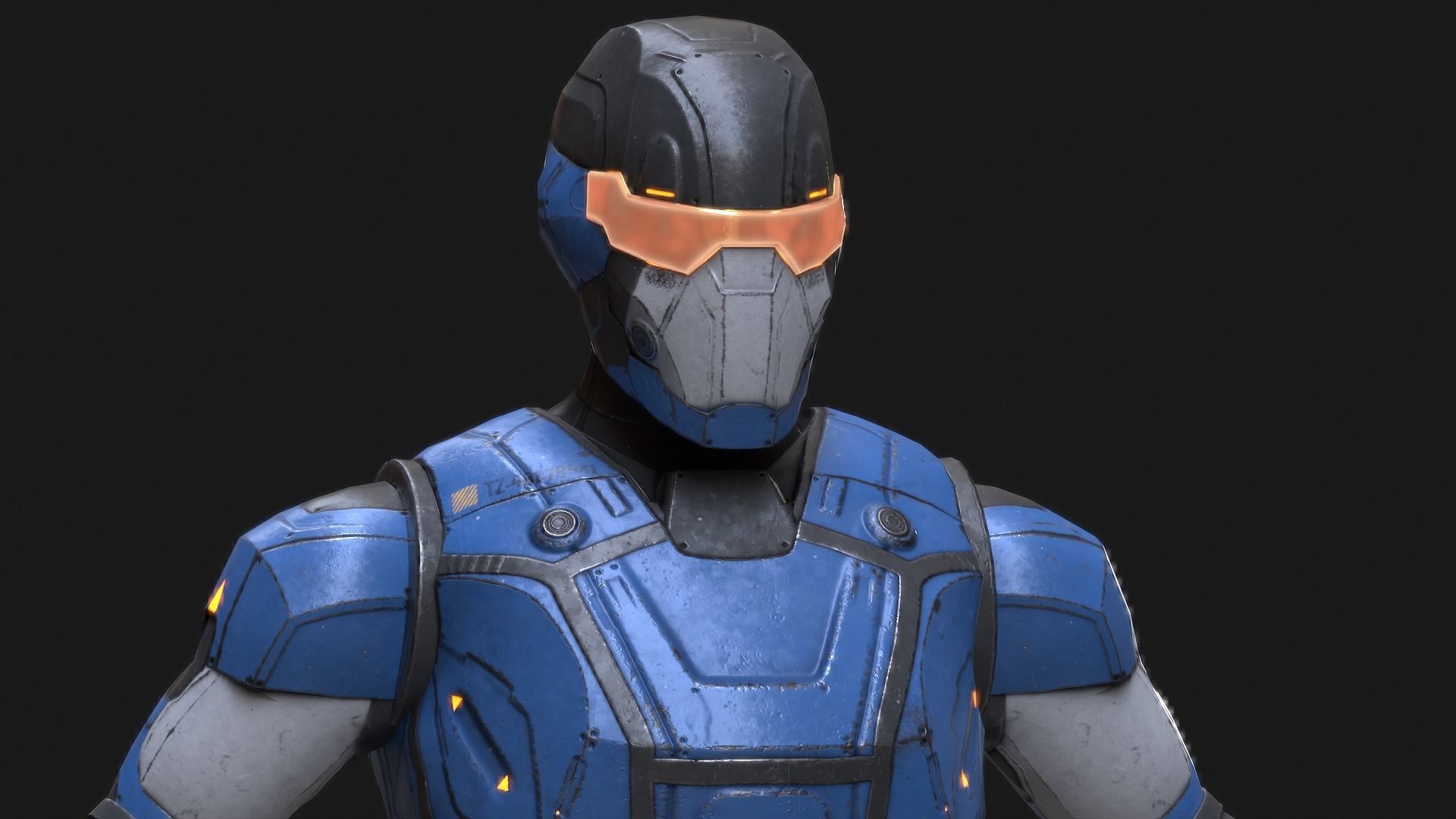 Robot Droid Low-poly 3D model_16