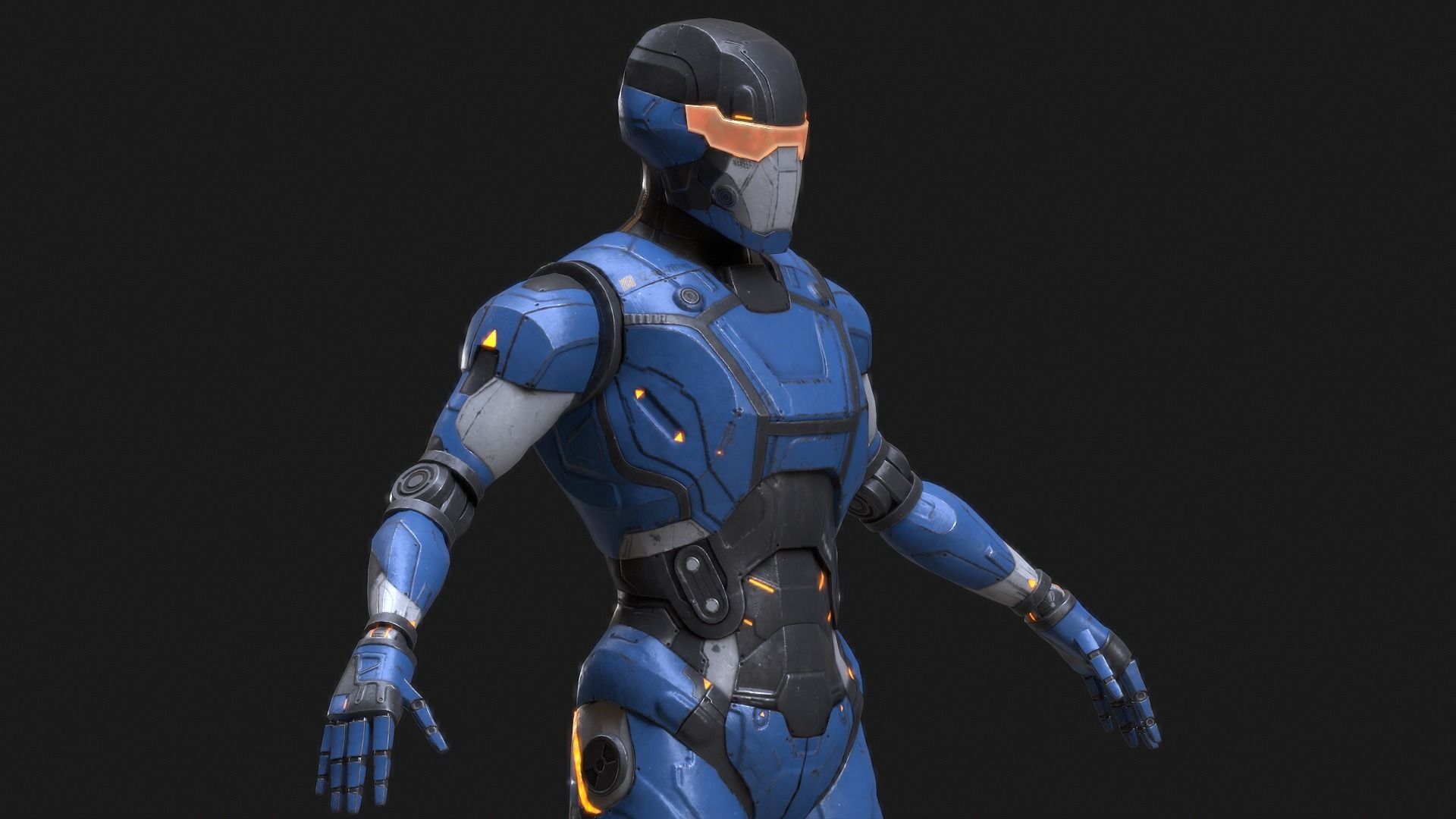 Robot Droid Low-poly 3D model_20