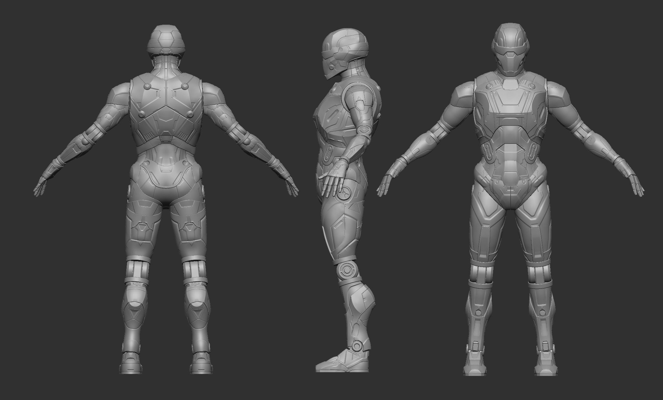 Robot Droid Low-poly 3D model_6