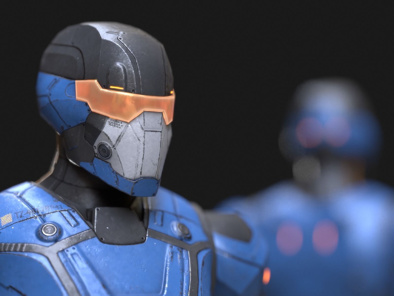 Robot Droid Low-poly 3D model_29