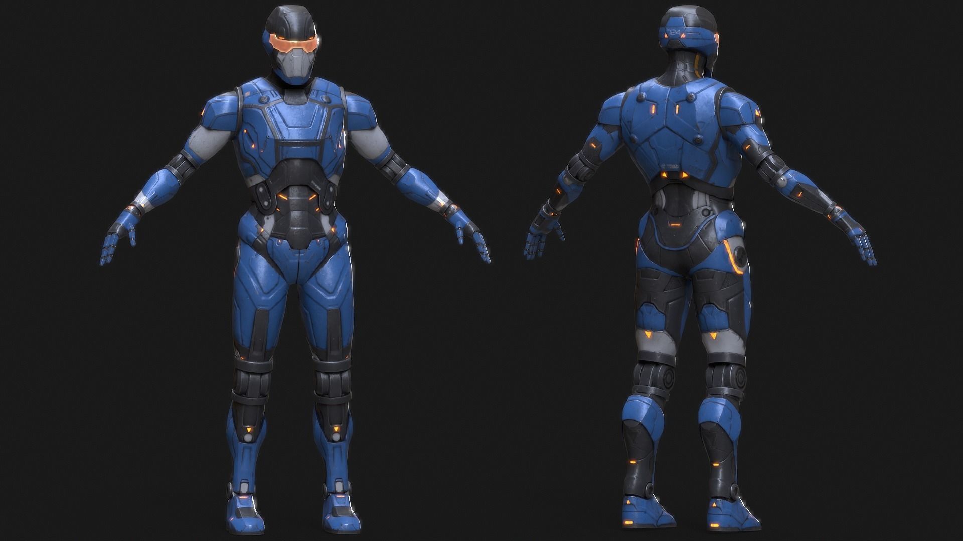 Robot Droid Low-poly 3D model_18