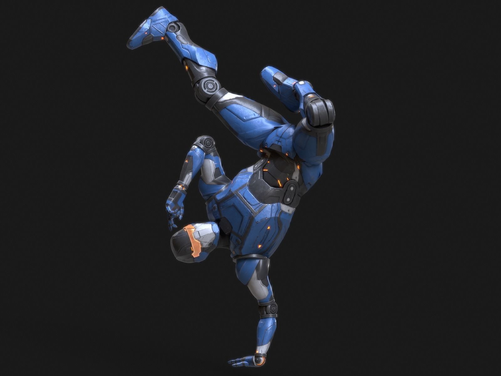 Robot Droid Low-poly 3D model_8