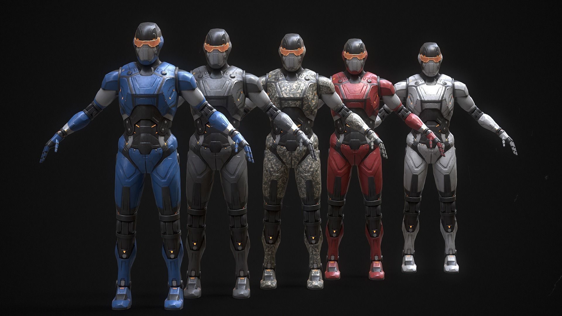 Robot Droid Low-poly 3D model_14