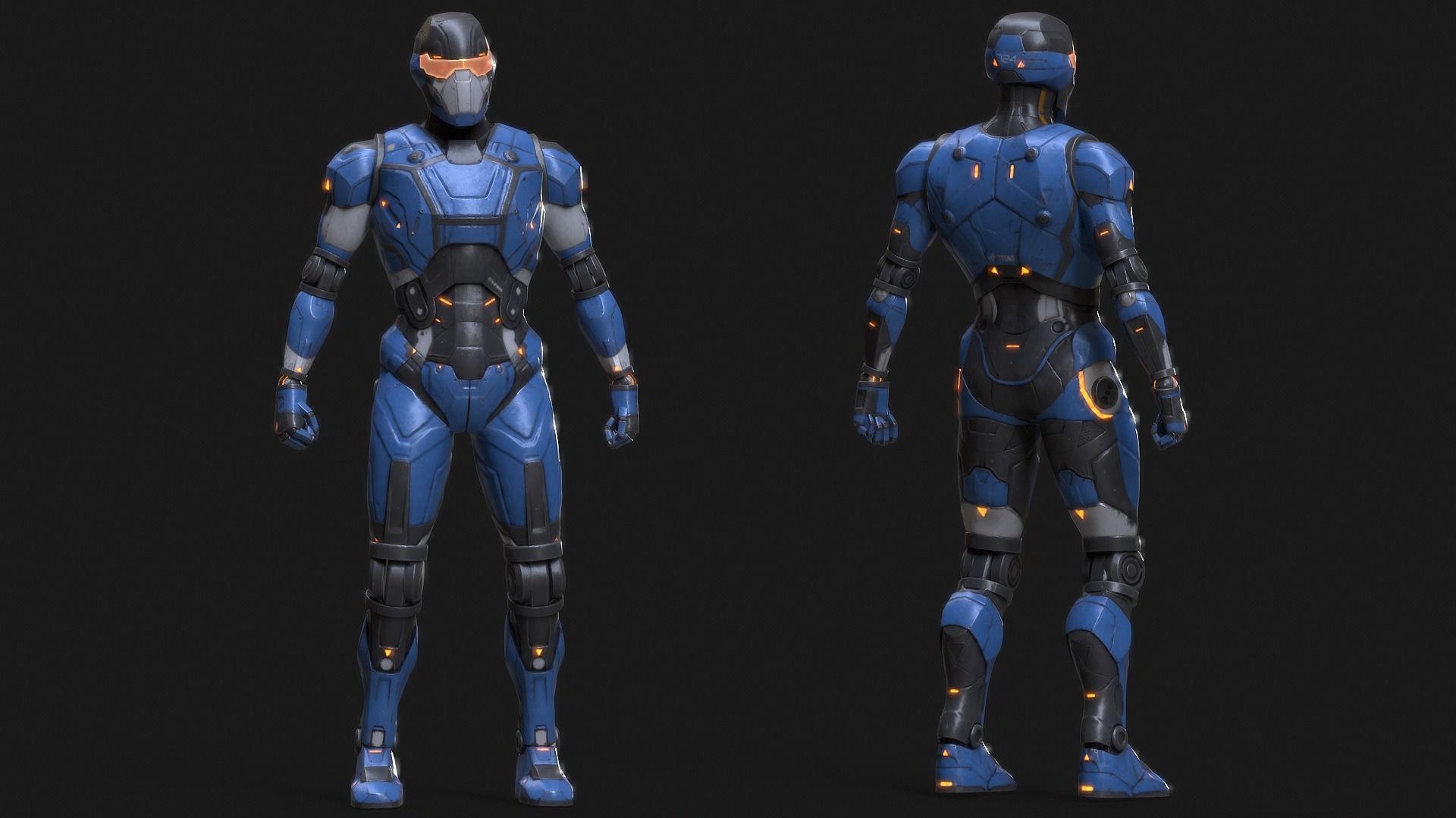 Robot Droid Low-poly 3D model_19