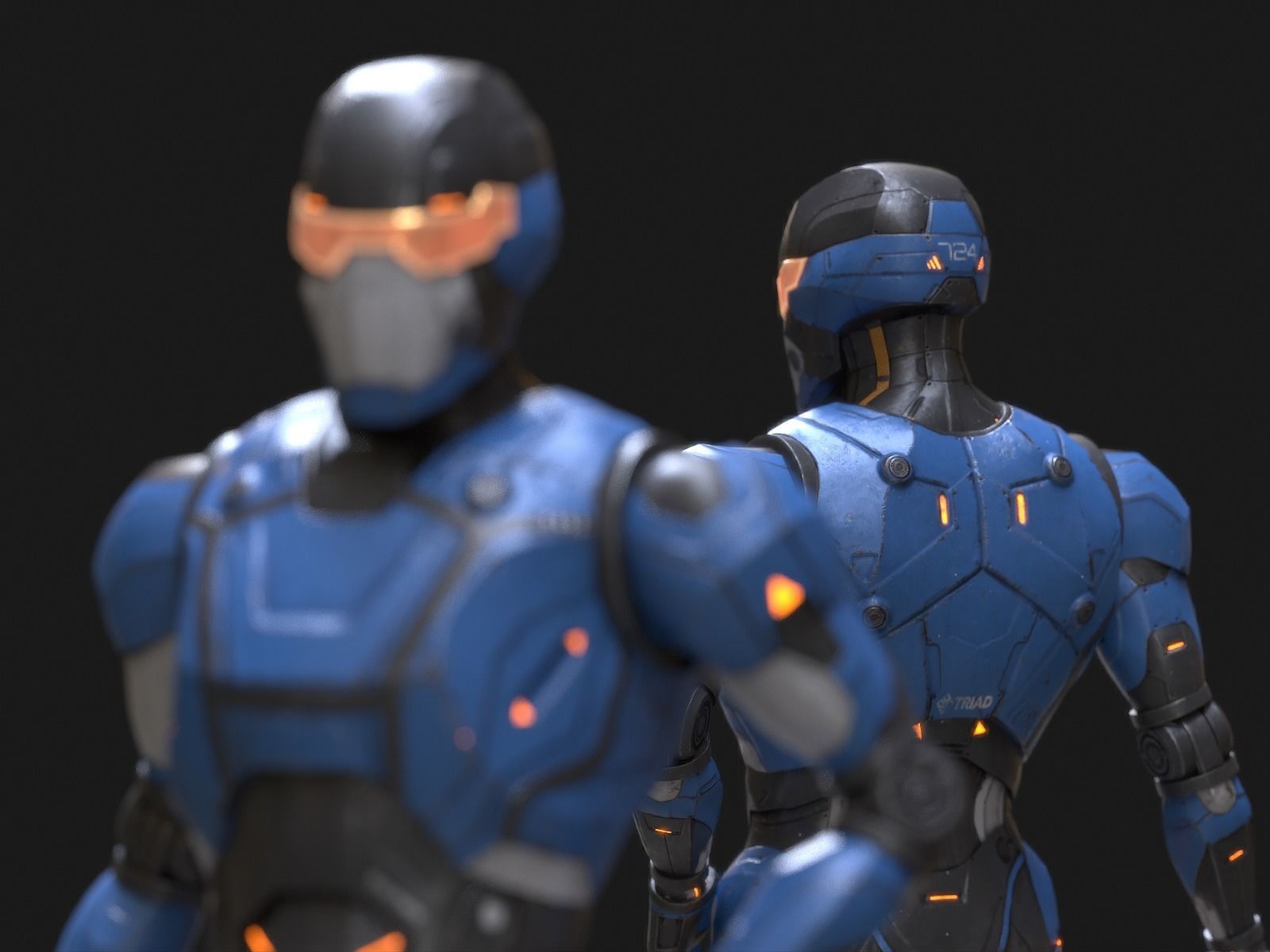 Robot Droid Low-poly 3D model_30