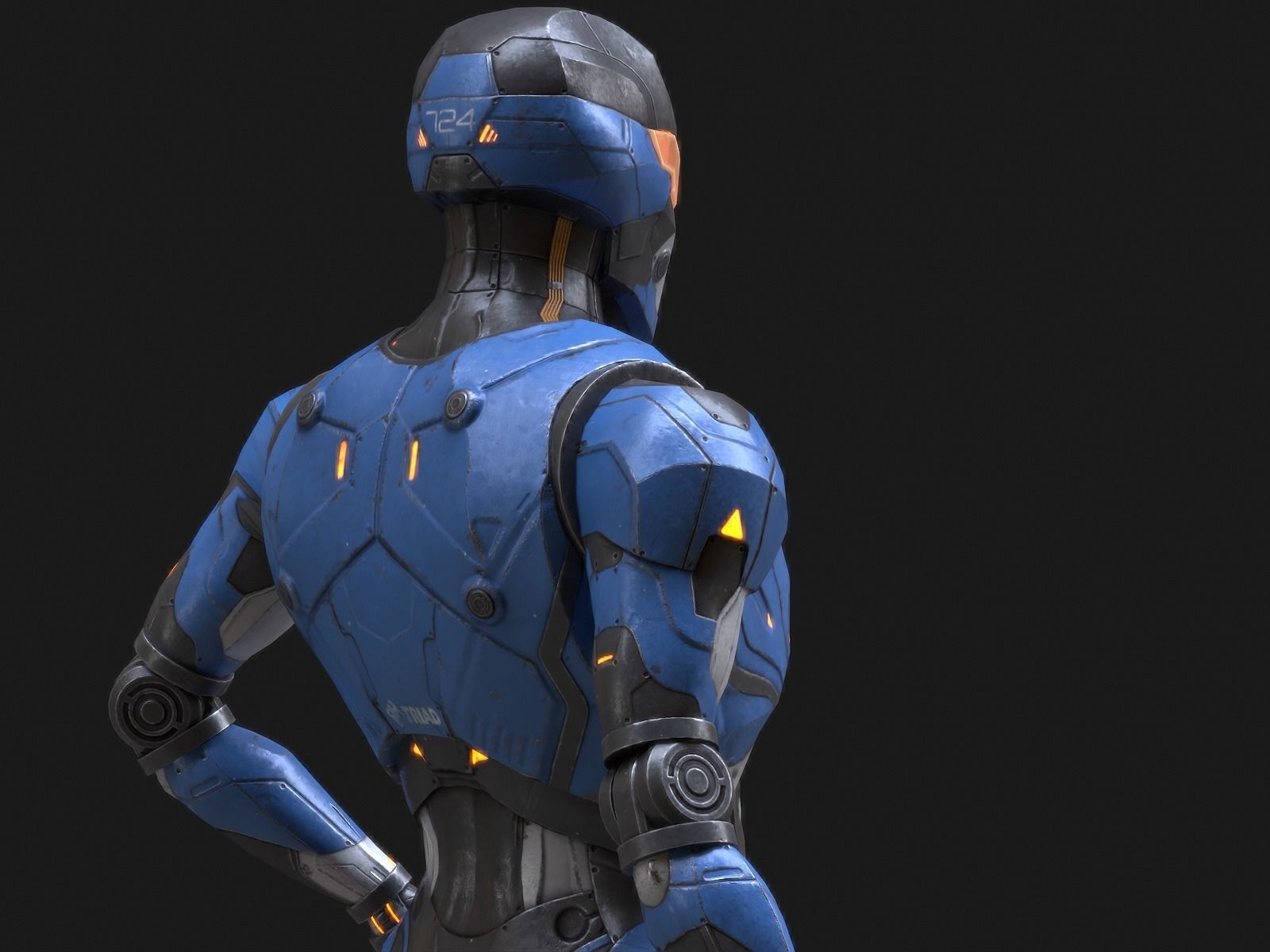 Robot Droid Low-poly 3D model_28