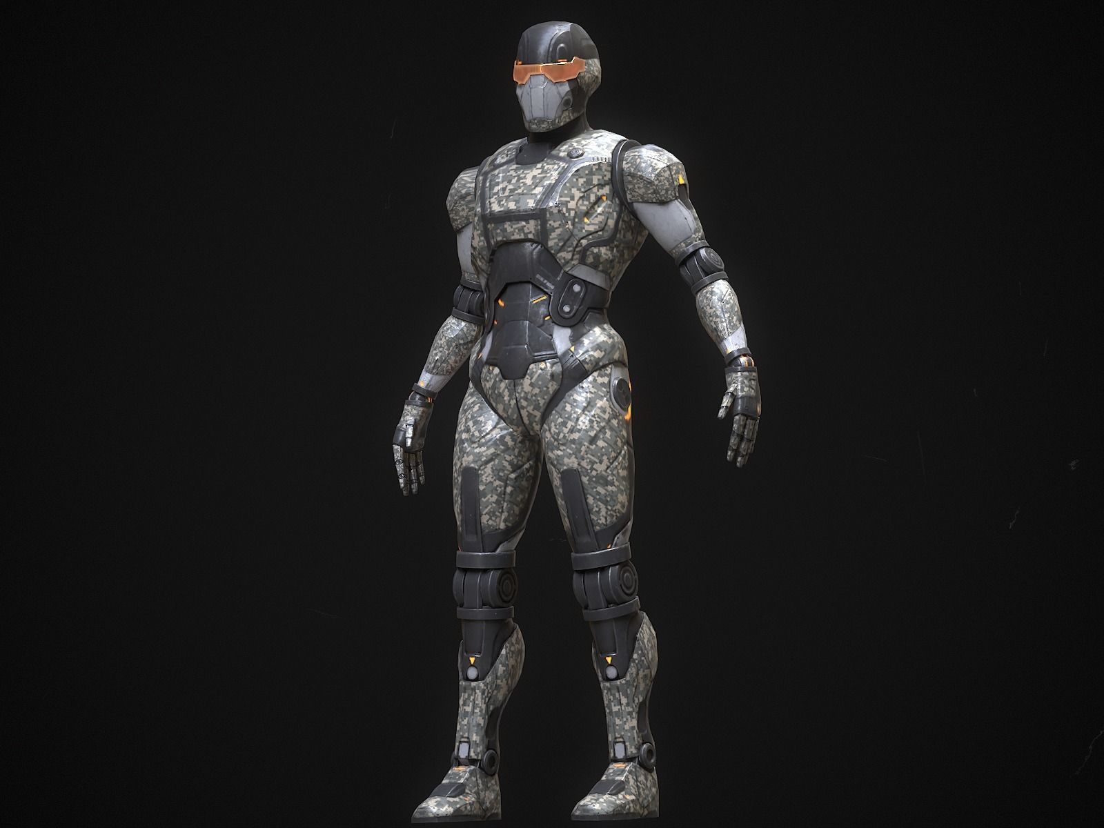 Robot Droid Low-poly 3D model_9