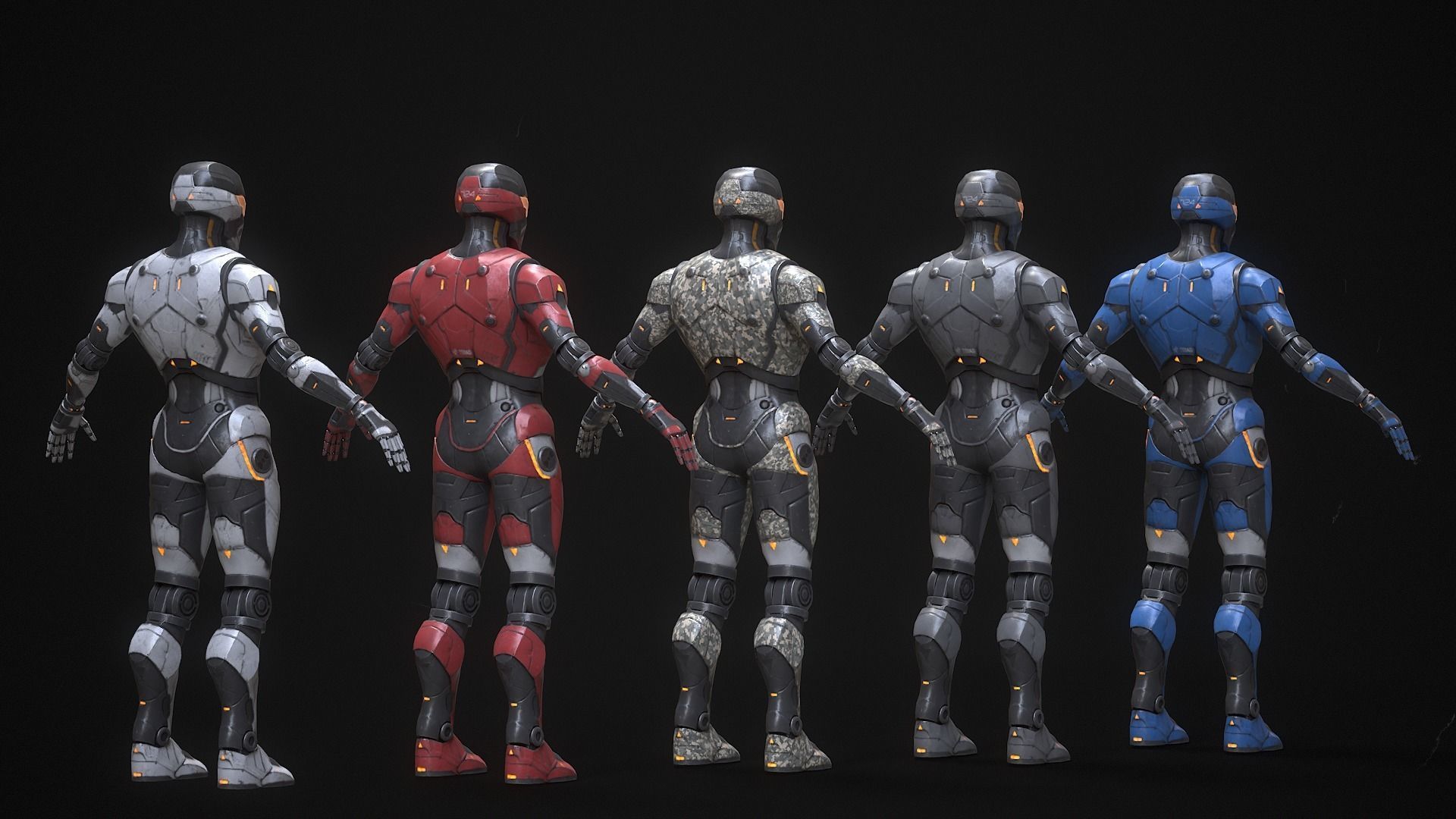 Robot Droid Low-poly 3D model_13