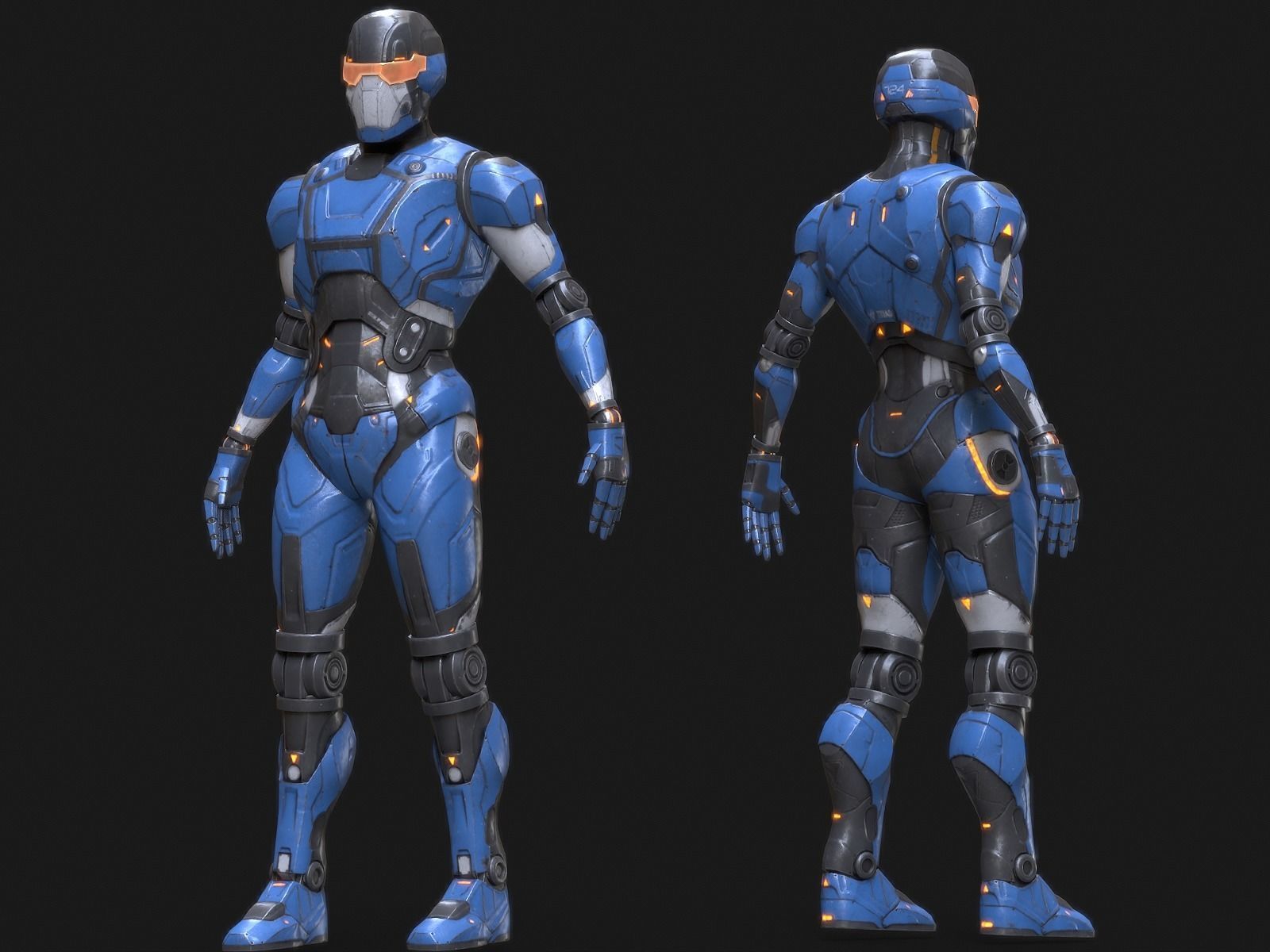 Robot Droid Low-poly 3D model_37