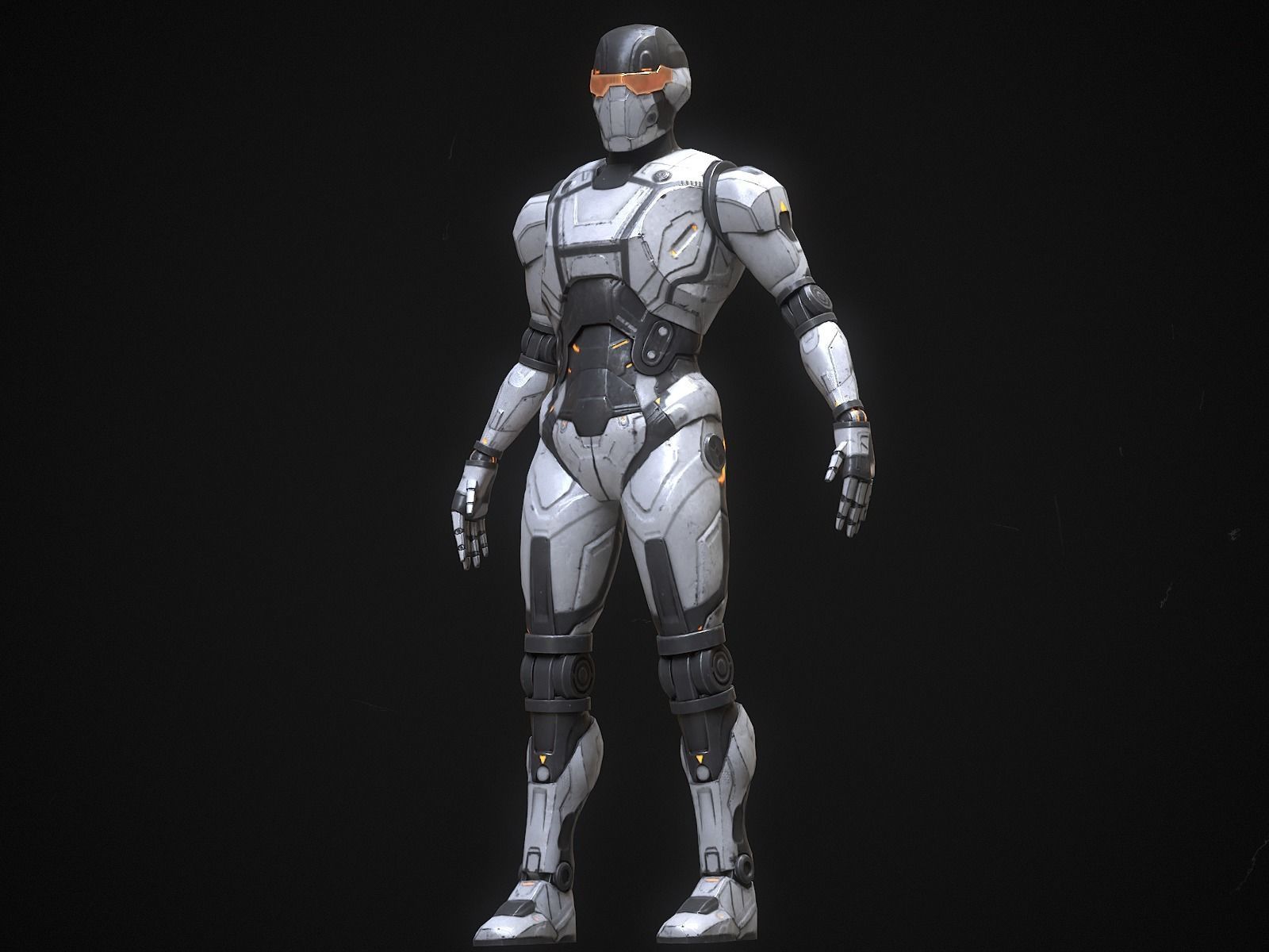 Robot Droid Low-poly 3D model_10