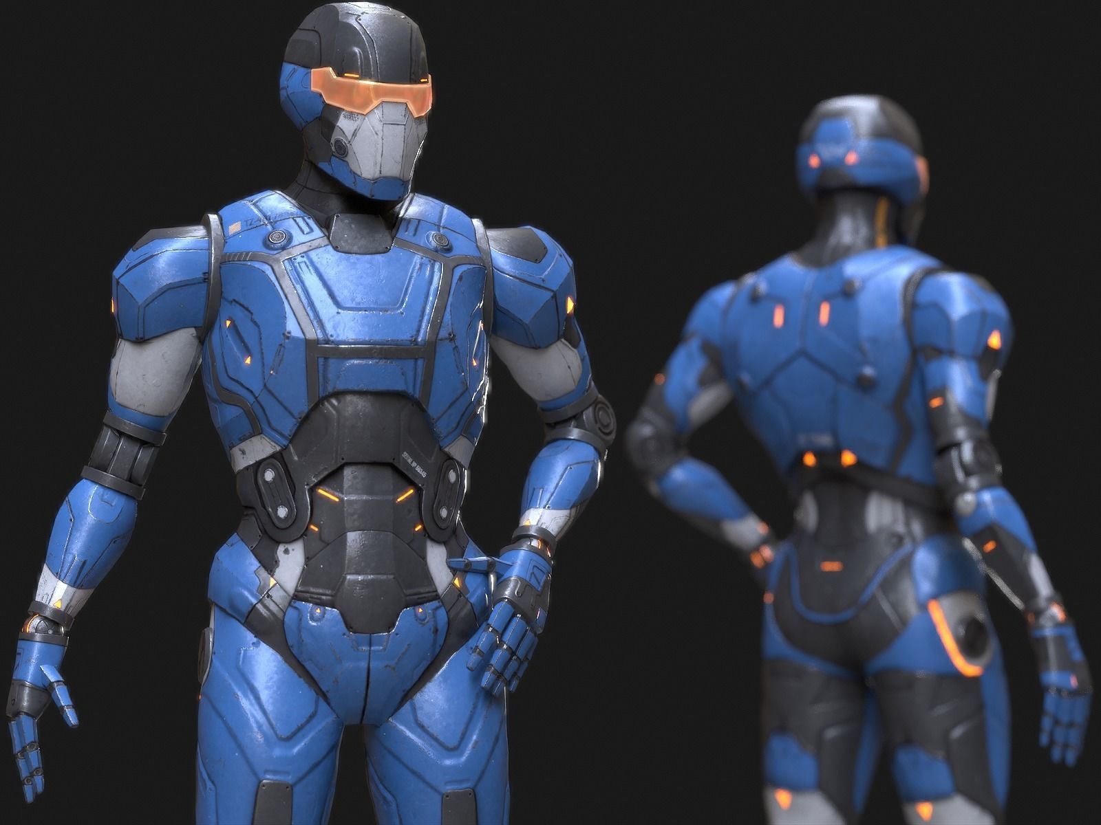 Robot Droid Low-poly 3D model_23