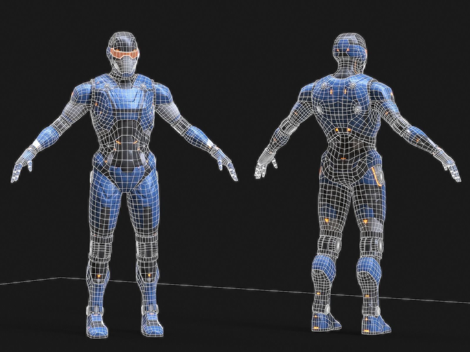 Robot Droid Low-poly 3D model_3