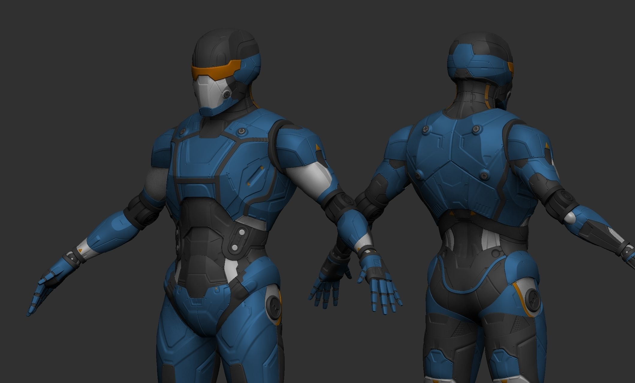 Robot Droid Low-poly 3D model_39